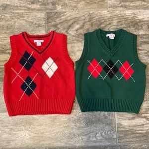 Sweater Vest, 4T Toddler Boys, Green, Red